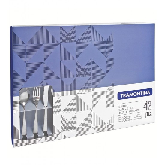 Faqueiro 42 Peças Cosmos Em Aço Inox Tramontina Com Facas Para Churrasco